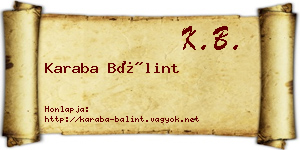 Karaba Bálint névjegykártya