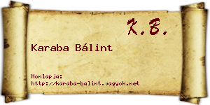 Karaba Bálint névjegykártya