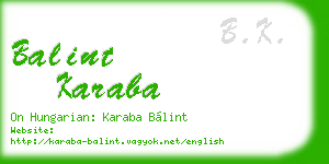 balint karaba business card